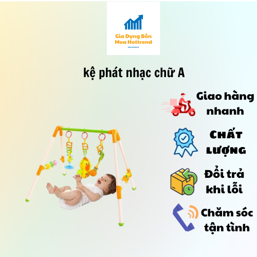 Kệ chữ A phát nhạc hình con vẹt đồ chơi phát triển trí tuệ cho bé sơ sinh 3-6 tháng
