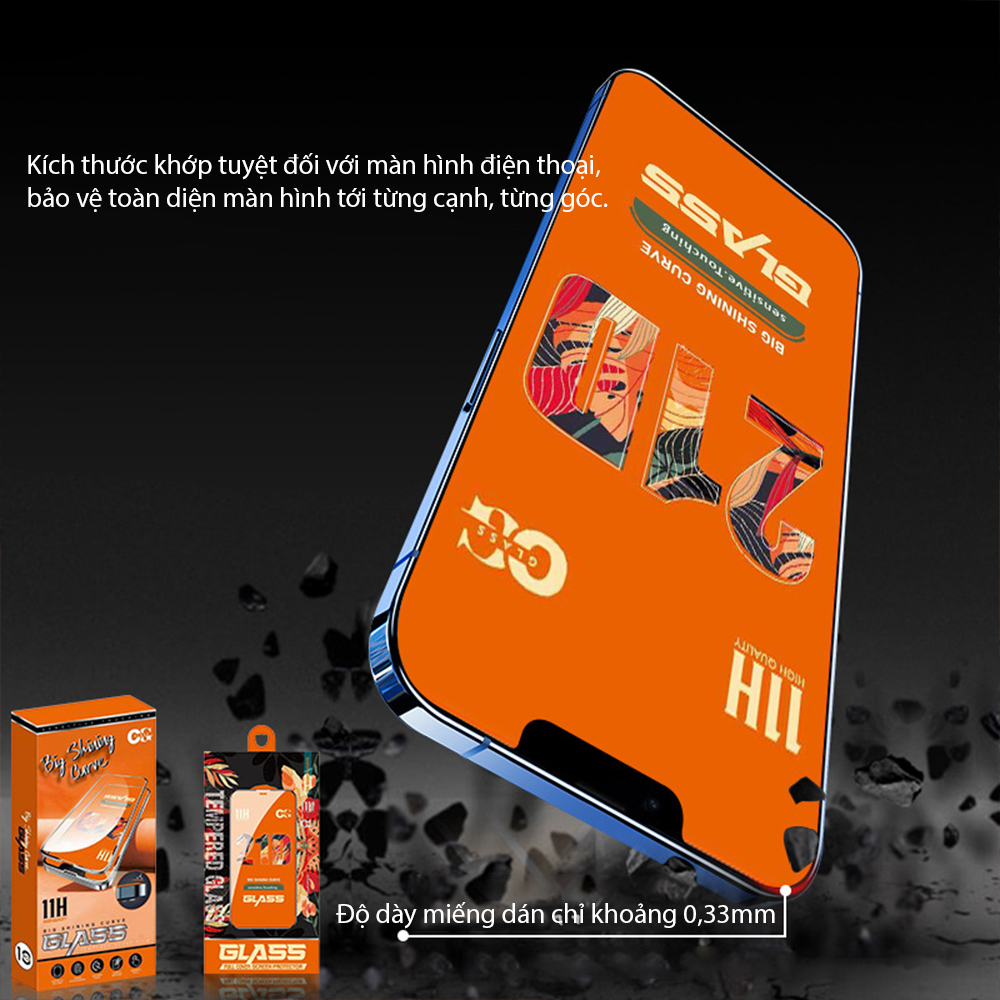 Kính cường lực full màn iphone 15/15 PRO MAX/6/6s/6 plus/7/8/ 7 plus/8plus/X/11/12/12PRO / /12PROMAX/13/13PRO/13 PRO MAX