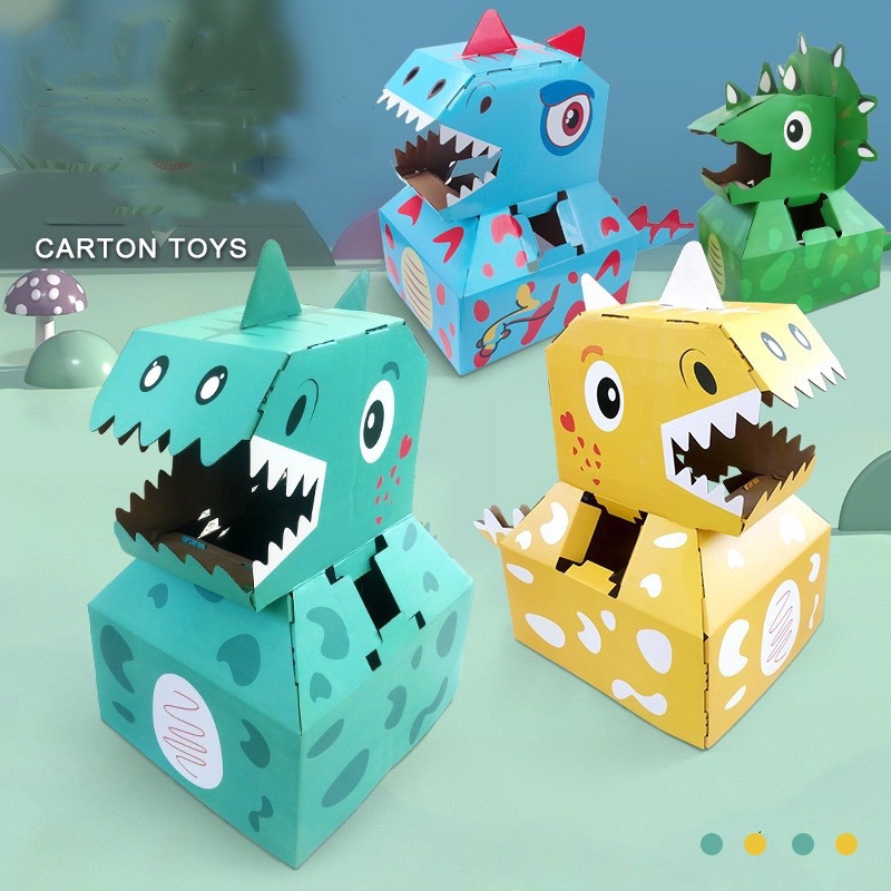 Đồ chơi thùng carton hoá trang các con vật cho Bé - mô hình cosplay động vật tự lắp