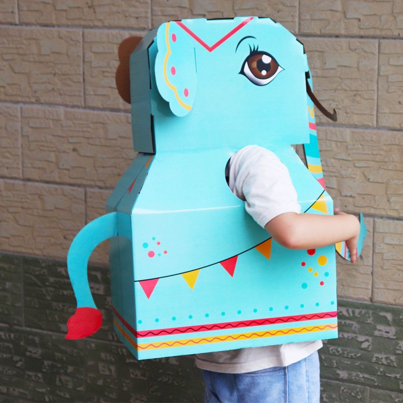 Đồ chơi thùng carton hoá trang các con vật cho Bé - mô hình cosplay động vật tự lắp
