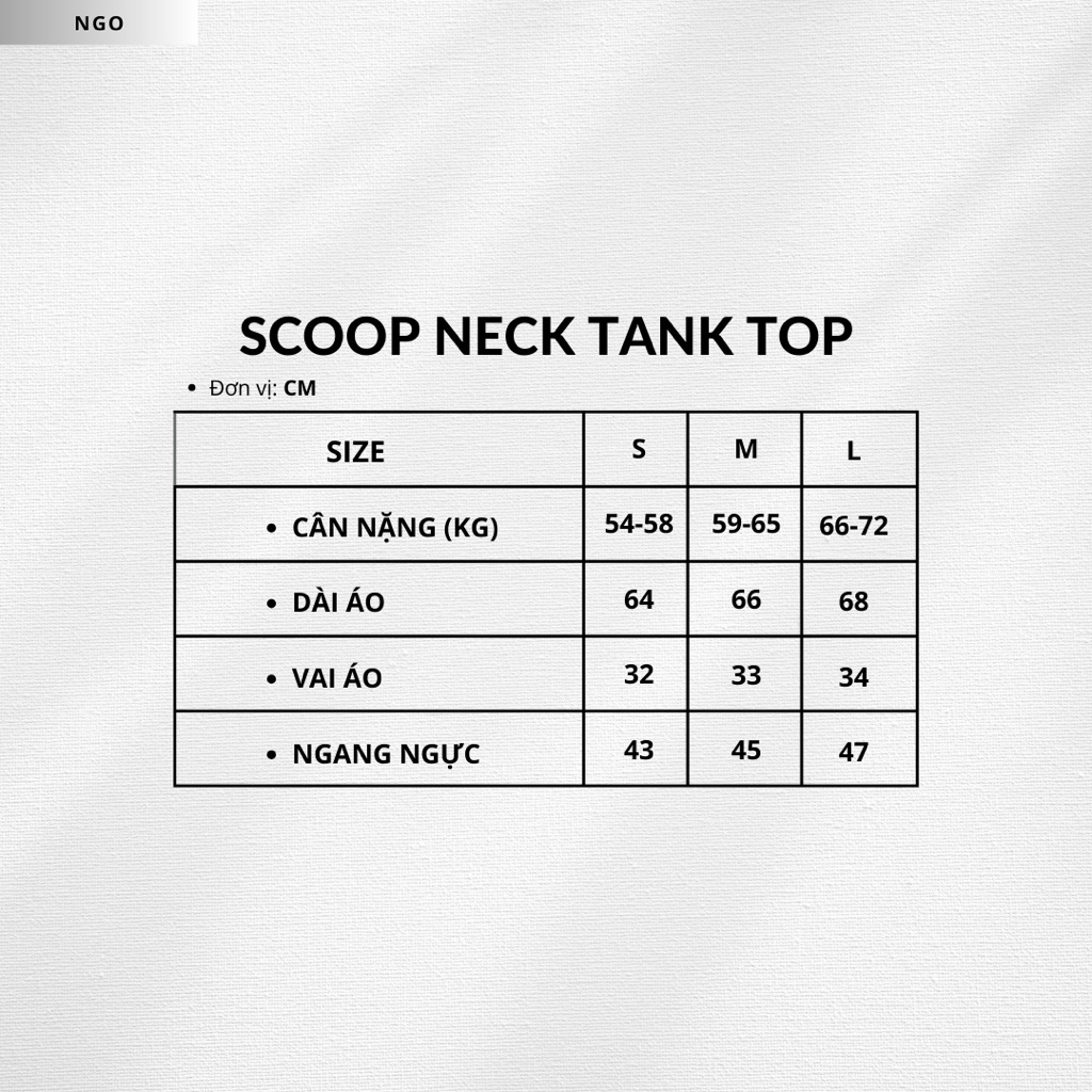 Áo Ba Lỗ Cổ Rộng NGO Màu Trắng - Scoop Neck Tank Top WHITE