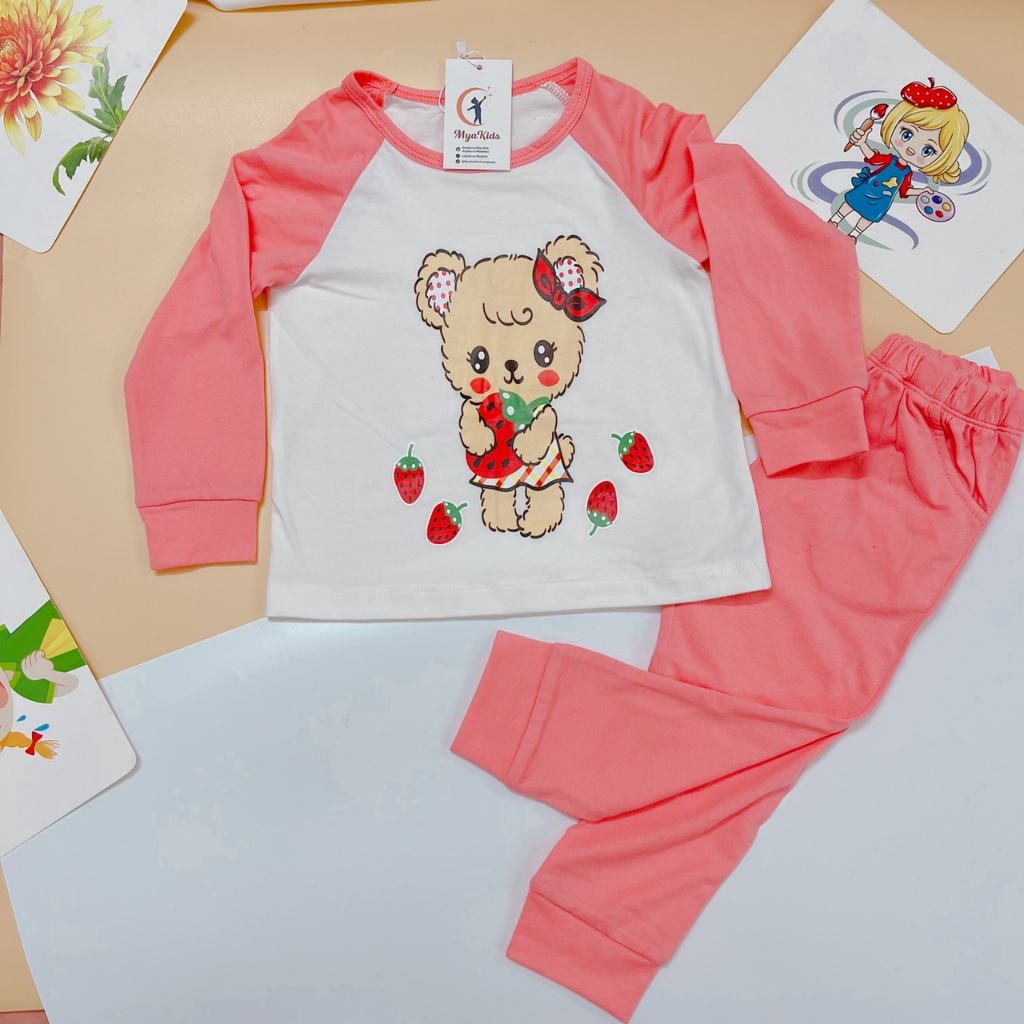 Bộ Dài Tay Bé Gái, Bộ Thu Đông Bé Gái Chất Vải Cotton Mềm Thấm Hút Mồ Hôi