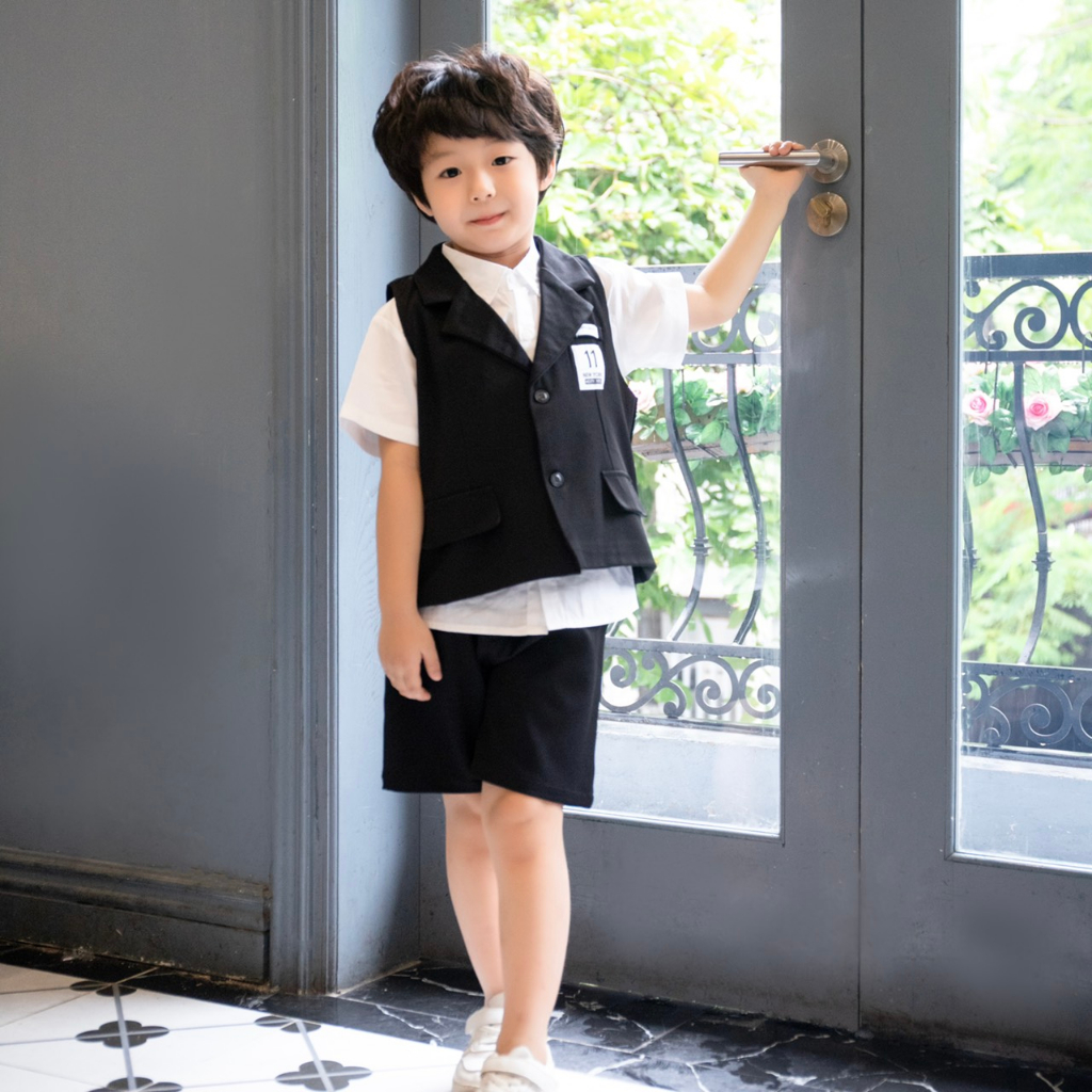 Vest Bé Trai, Bộ Vest Bé Trai  MyaKids Phong Cách Hàn Quốc 3 Chi Tiết Hàng Thiết Kế
