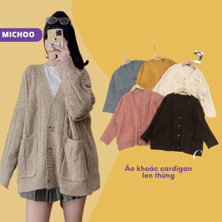 Áo khoác cardigan len thừng michoo dáng rộng nhiều màu trẻ trung
