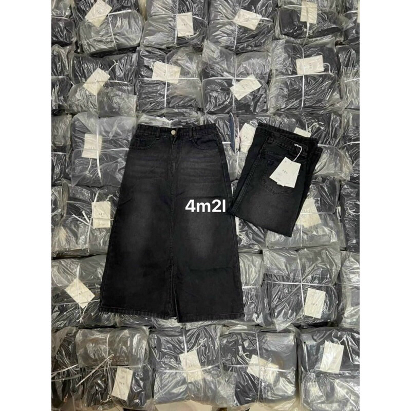 Chân váy jeans denim xẻ trước hot trend #930