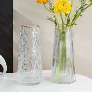 Combo 2 lọ hoa thuỷ tinh viền vàng 22cm