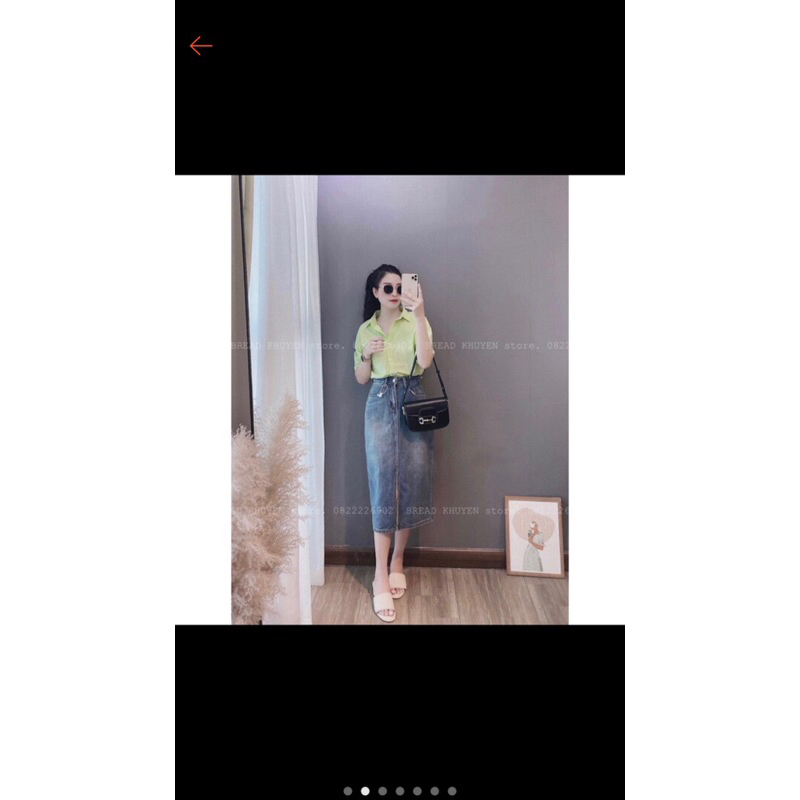 Chân váy jeans denim xẻ trước hot trend #930