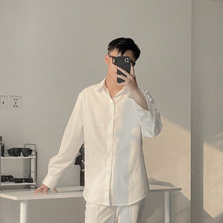 áo sơ mi tay dài basic, form suông phong cách hàn quốc