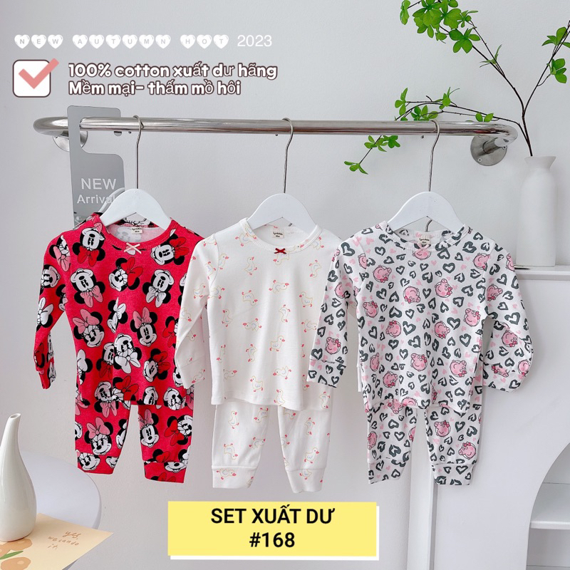BÉ GÁI - COMBO 3 BỘ COTTON XUẤT DƯ CHO BÉ, BỘ THU ĐÔNG DÀI TAY XUẤT DƯ BÉ GÁI.
