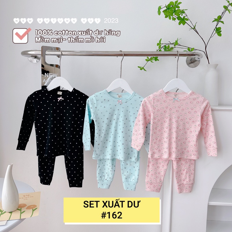 BÉ GÁI - COMBO 3 BỘ COTTON XUẤT DƯ CHO BÉ, BỘ THU ĐÔNG DÀI TAY XUẤT DƯ BÉ GÁI.
