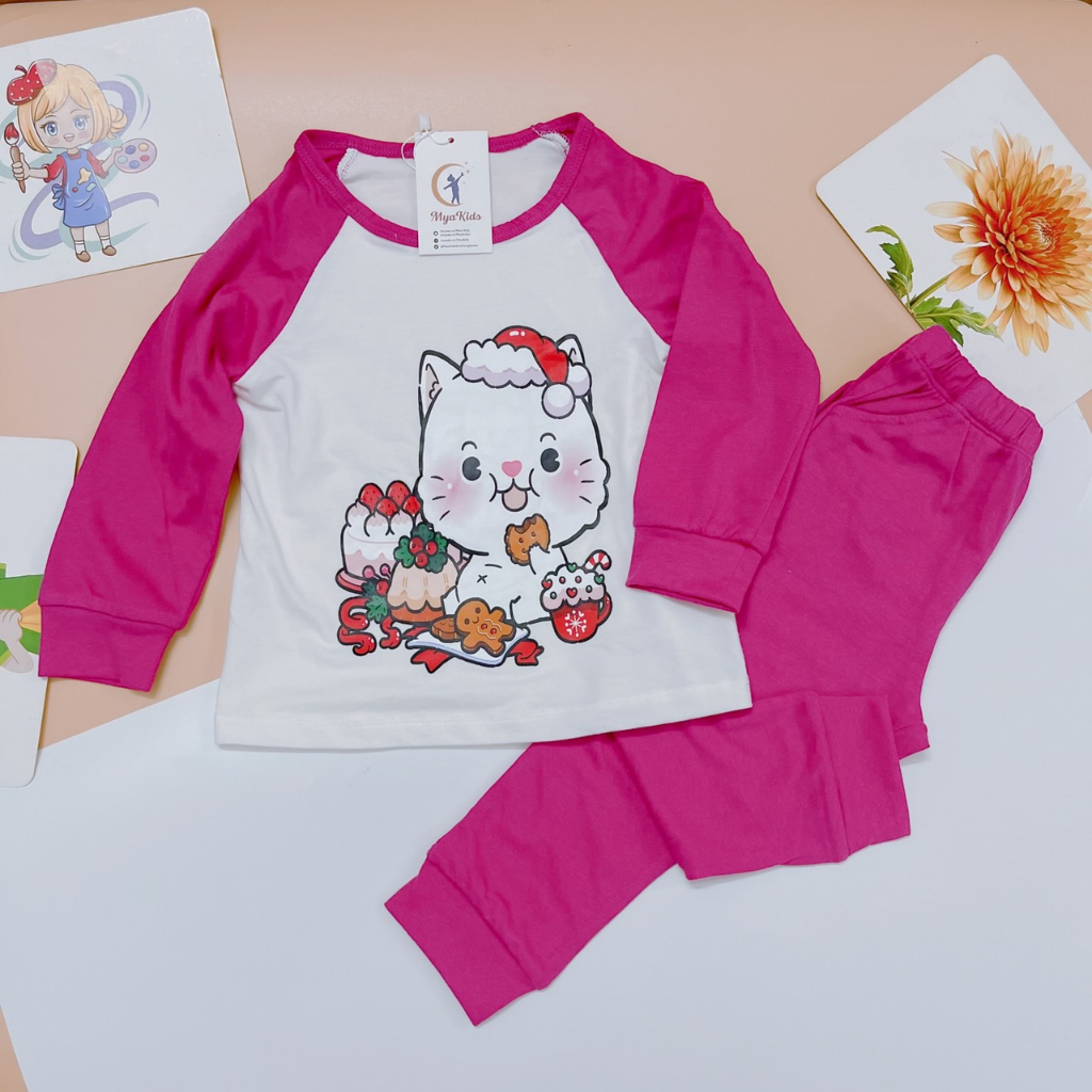 Bộ Dài Tay Bé Gái MyaKids, Bộ Thu Đông Bé Gái Chất Vải Cotton Mềm Thấm Hút Mồ Hôi