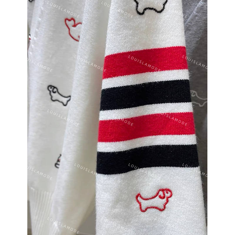 Áo Khoác Len Cardigan Kẻ Vạch Tay Thêu Hoạ Tiết QCCC