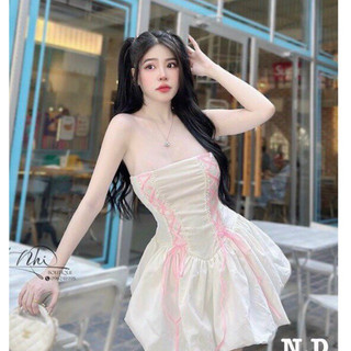 Đầm tiểu thư công chúa dáng bí phối màu cực dễ thương phong cách sexy tôn dáng cho nữ đi chơi dự tiệc sang chảnh