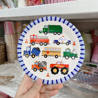 Set 10 cốc hoặc 10 đĩa hình ô tô trang trí bàn tiệc sinh nhật