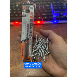 Combo 30 vít + mũi khoan mồi đường kính 3.2mm Unika bắt tường / bê tông không dùng tắc kê