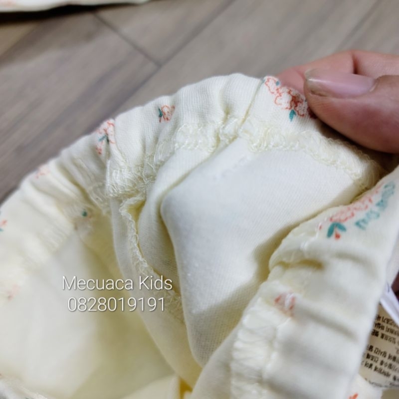 Bộ dài tay mặc nhà đi ngủ cotton mềm co giãn vàng hoa nhí Agabang xuất Hàn dư xịn cho bé gái