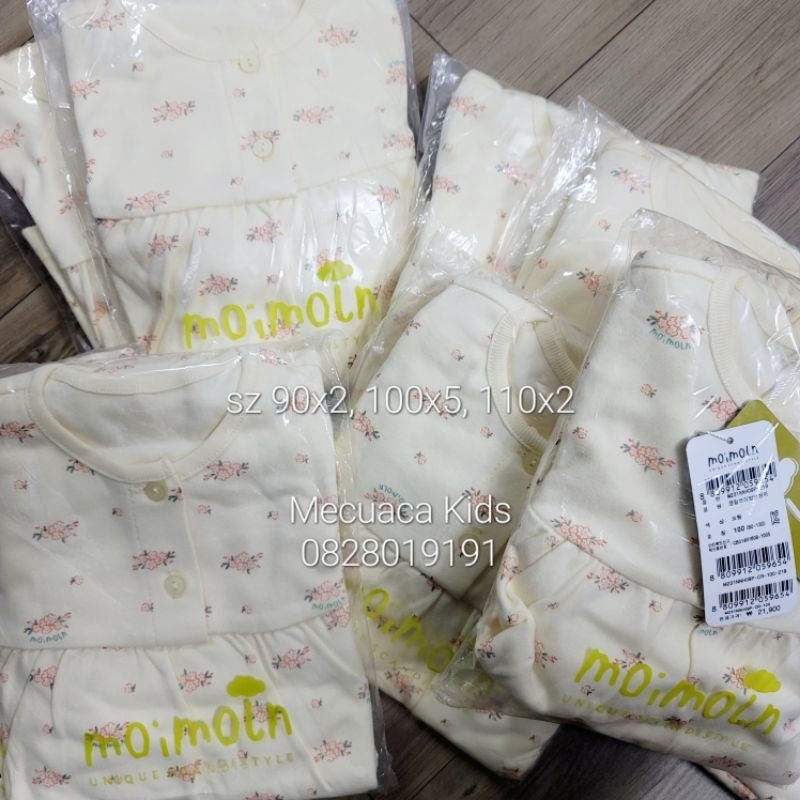 Bộ dài tay mặc nhà đi ngủ cotton mềm co giãn vàng hoa nhí Agabang xuất Hàn dư xịn cho bé gái