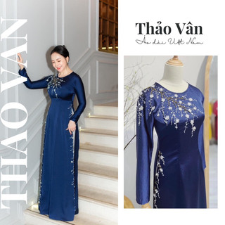 Áo dài mẹ sui lụa tô châu cao cấp đính kế đá thủ công sang trọng