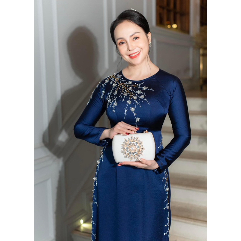 Áo Dài Mẹ Sui Lụa Tô Châu Cao Cấp Đính Kế Đá Thủ Công Sang Trọng