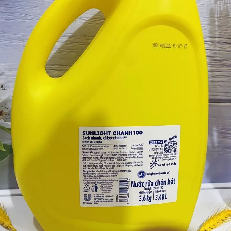 Can Nước rửa chén Sunlight Chanh 3.6kg