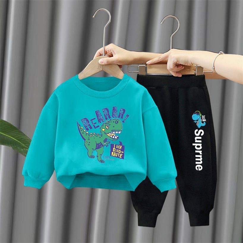 Bộ dài tay bé trai, bộ thu đông hình khủng long