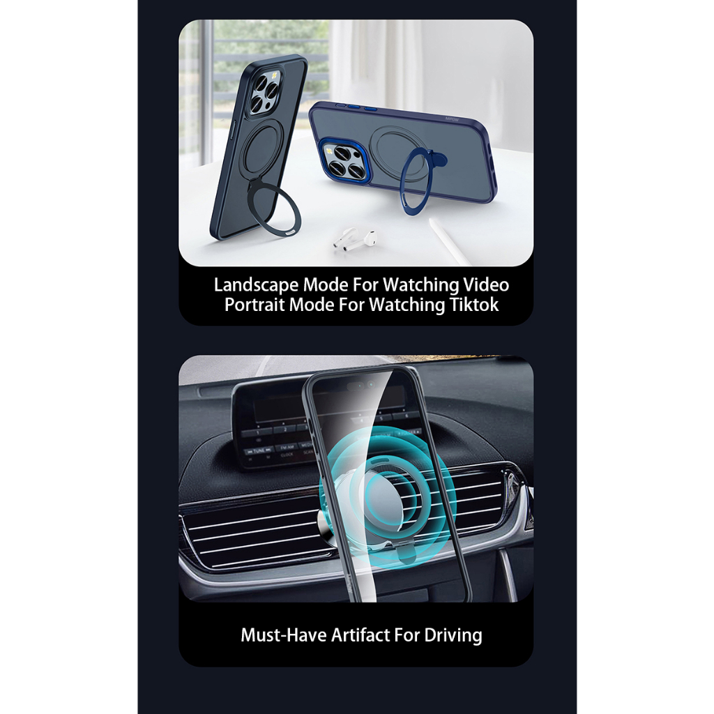 Ốp Lưng MIPOW MAG STAND 2 IN 1 TRANSPARENT 15 15 Plus 15 Pro 15 Promax