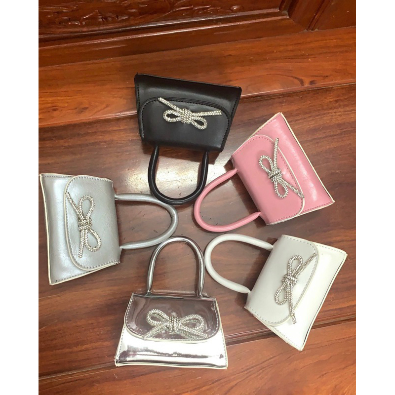 Túi Xách Nữ nơ đá dáng vuông nhỏ xinh full màu