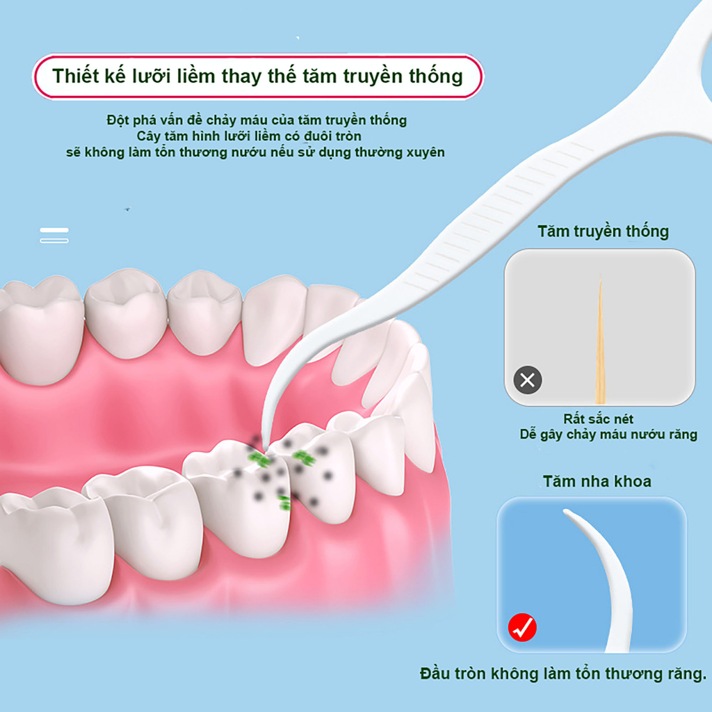 Hộp 50 Que Tăm Xỉa Răng Nha Khoa Vệ Sinh Răng Miệng An Toàn Tiện Lợi