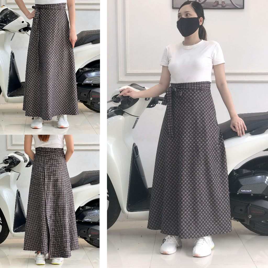 Váy quây chống nắng dạng xòe tròn gợn sóng cột dây tà rộng free size [được chọn mẫu]