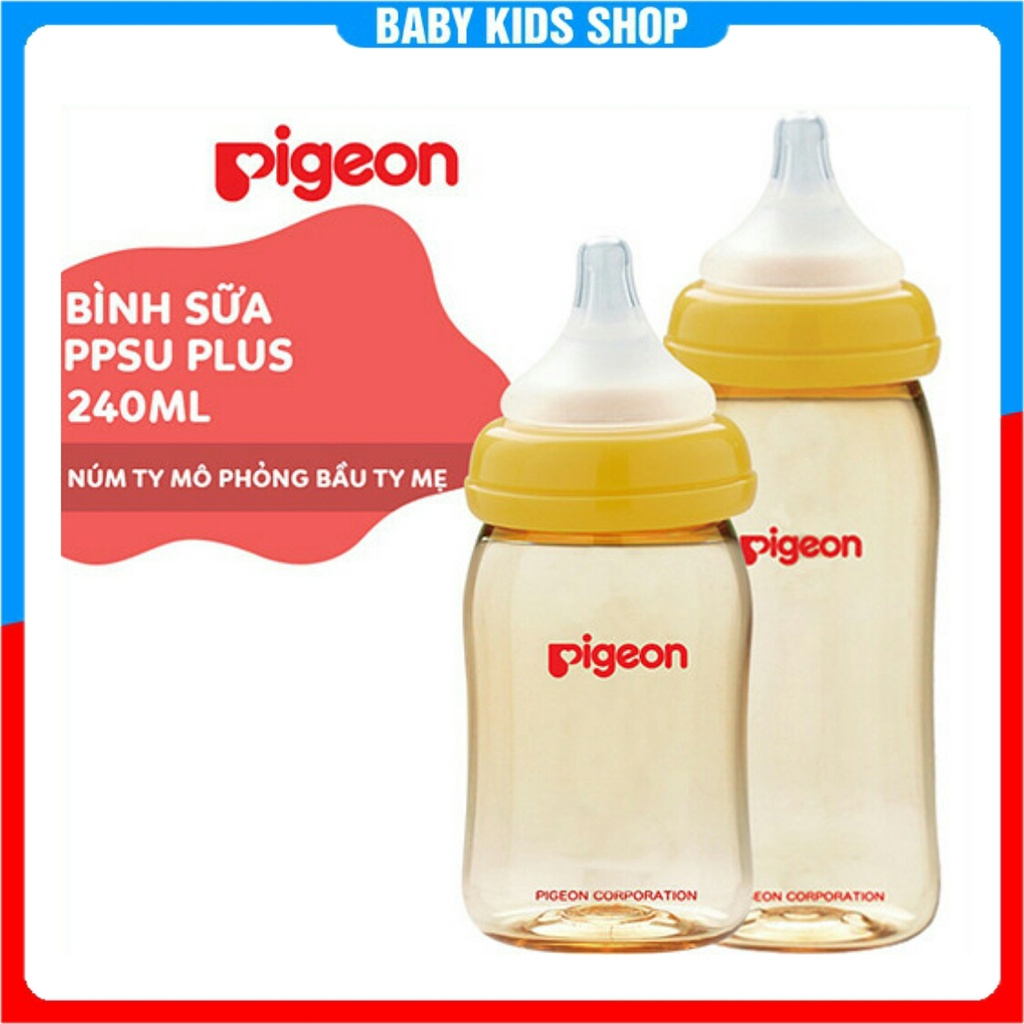 Bình Sữa Pigeon Cổ Rộng Cho Bé Sơ Sinh Cao Cấp 160ml/240ml Hàng Nhập Khẩu Chính Hãng