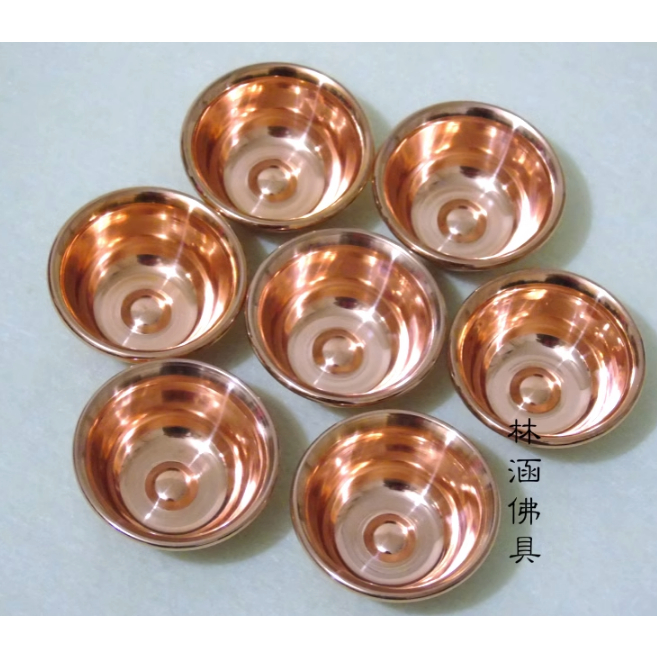 Bộ 7 chén đồng cúng dường nước - đường kính 6.8cm - Pháp khí Mật Tông - Phật giáo Tây Tạng