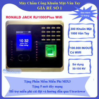 Máy chấm công Khuôn Mặt Vân Tay RONALD JACK 1000Plus WIFI Mẫu Mới Tặng kèm phần mềm