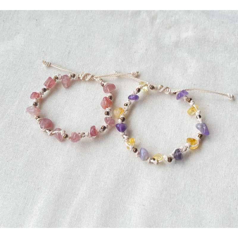 Lắc đeo tay Strawberry Quartz - T.Anh dâu tây & Amethyst x Citrine