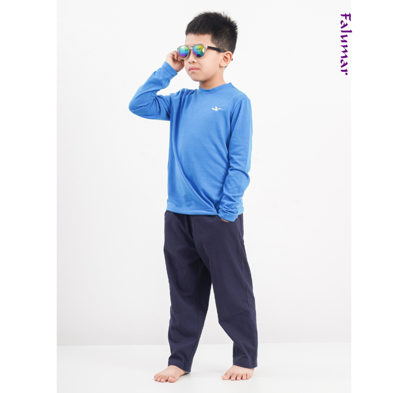 Áo thu đông dài tay Falumar bé trai, áo phông cổ tròn tay dài chất cotton nhiều màu sắc size từ 3-10t