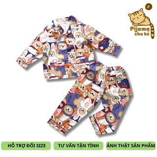 Pijama Đồ ngủ dài cho bé trai bé gái vải cotton Thô đẹp hút mồ hôi size 10-40kg nhiều mẫu