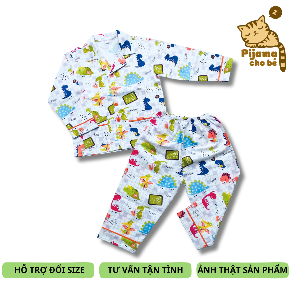 Pijama cho bé trai mặc ngủ mặc ở nhà Thô cotton mềm mịn hút mồ hôi nhiều mẫu hình Thú size bé 1-9 tuổi 10-40kg