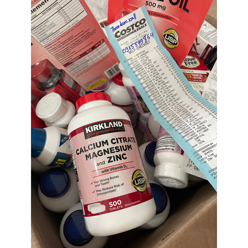 Canxi Zinc Kirkland 500 viên uống bổ xung Calcium Citrate Magnesium and kẽm