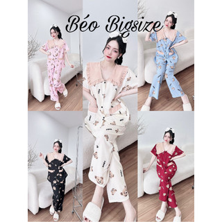 Đồ Bộ Pyjama Bigsize -Béo Bigsize 55-95kg Pyjama Bigsize Cao Cấp Mặc Nhà  Đẹp,Chất  Lụa Nhật mát xịn