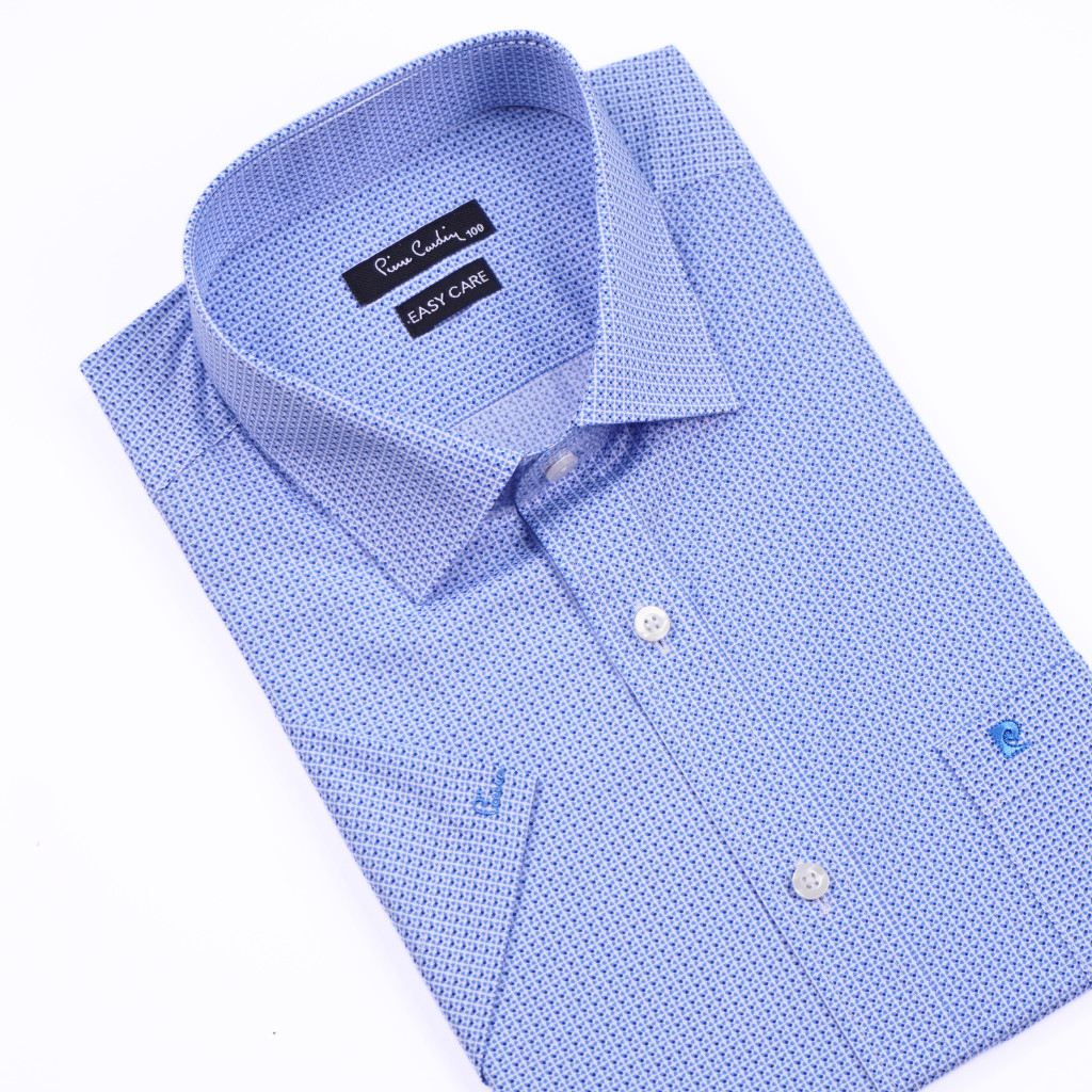 Áo sơ mi nam ngắn tay vạt ngang Pierre Cardin cao cấp xuất Hàn 100% cotton dáng Áo Regular ACN028 | Korea Outlet