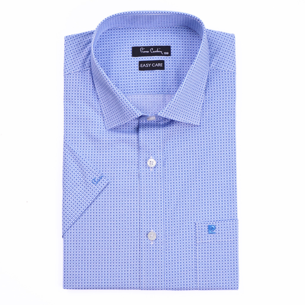 Áo sơ mi nam ngắn tay vạt ngang Pierre Cardin cao cấp xuất Hàn 100% cotton dáng Áo Regular ACN028 | Korea Outlet