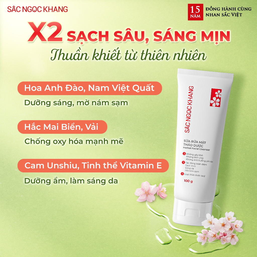 Bộ ba dưỡng da cơ bản 2 SẮC NGỌC KHANG {Kem dưỡng da ban đêm 30g +Sữa rửa mặt 100g + Nước hoa hồng cân bằng da 145ml}