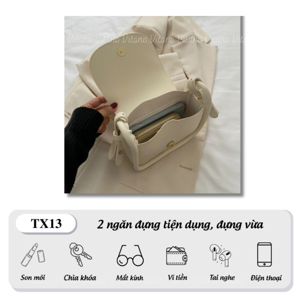 Túi đeo chéo Vitano túi xách nữ thời trang công sở màu trơn đi làm đi chơi TX13
