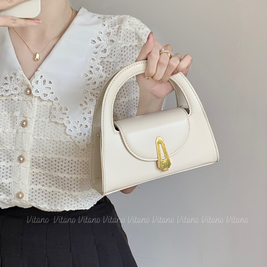 Túi cầm tay Vitano túi xách nữ đeo chéo hình bán nguyệt màu trơn thời trang cá tính TX37