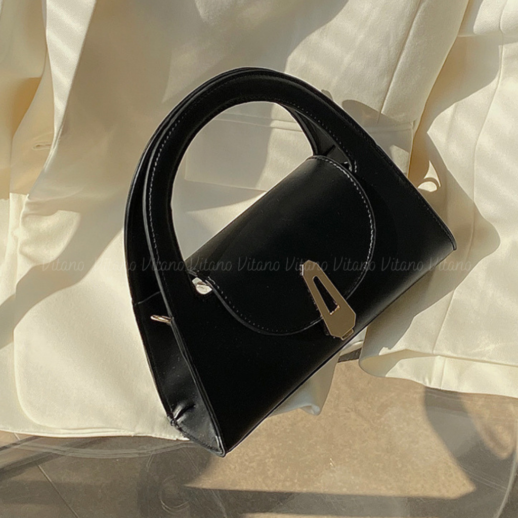 Túi cầm tay Vitano túi xách nữ đeo chéo hình bán nguyệt màu trơn thời trang cá tính TX37