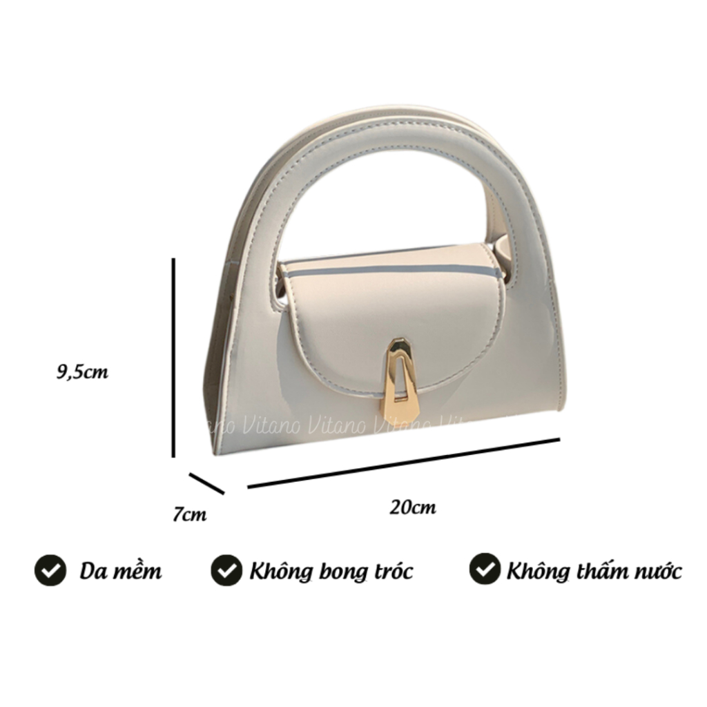 Túi cầm tay Vitano túi xách nữ đeo chéo hình bán nguyệt màu trơn thời trang cá tính TX37