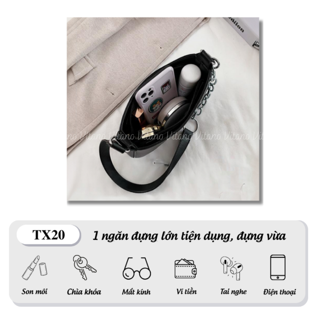 Túi xách nữ đeo chéo Vitano túi kẹp nách da trơn mềm cao cấp đi chơi đi làm TX20