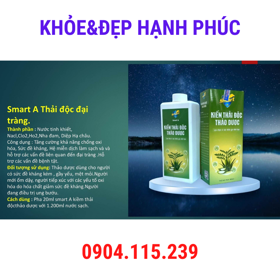 Kiềm Thải Độc Thảo Dược Smart - làm sạch và hỗ trợ các vấn đề liên quan đến đại tràng – 800ml/chai