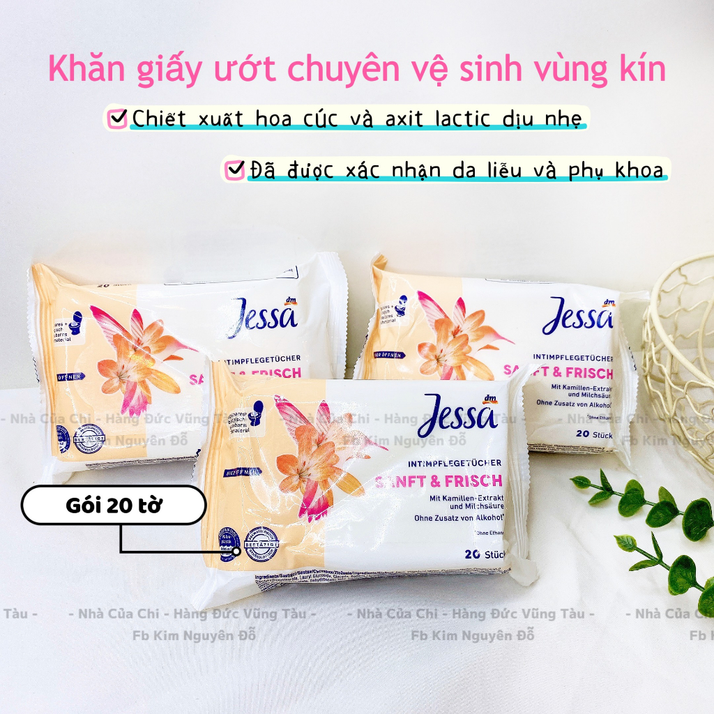 Khăn giấy ướt vệ sinh vùng k-ín phụ nữ Jessa - hàng Đức