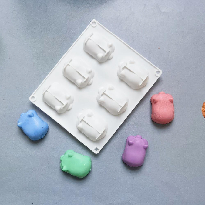 HCM-Khuôn Silicon 6 Heo Dễ Thương Làm Socola, Thạch Rau câu, Pudding, Sáp Nến CAKESHOP