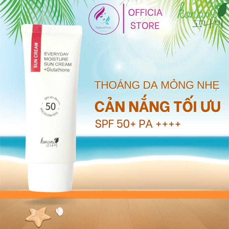 Kem Chống Nắng Hàn Quốc Everyday Moisture Sun Cream + Glutathione SPF 50+ PA++++ 70 ML dành cho mọi loại da